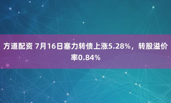 方道配资 7月16日塞力转债上涨5.28%，转股溢价率0.84%